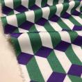 Coupon de tissu en jersey de polyester à imprimé géométrique vert, violet et blanc 1,50m ou 3m x 1,40m