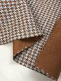 Coupon de tissu en natté de laine épaisse double face pied de poule marron et gris 1,50m ou 3m x 1,40m