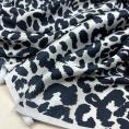 Coupon de tissu en polyester satiné blanc avec motif léopard marine 1,50m ou 3m x 1,40m