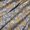 Coupon de tissu en popeline de coton imprimée avec motif de fleurs et de feuillages bleus, oranges et roses 1m50 ou 3m x 1m40