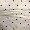 Coupon de tissu en toile de lin et viscose à pois noirs sur fond blanc 1,50m ou 3m x 1,40m
