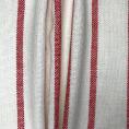 Coupon de tissu en toile de lin rayée rouge et blanc naturelle 3m x 1,40m