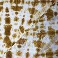 Coupon de tissu en toile de viscose satiné blanc à motif tie-dye jaune ocre 1,50m ou 3m x 1,40m