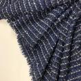 Coupon de tissu en tweed de laine mélangée marine, blanc et et bleu électrique 1m50 ou 3m x 1,40m