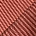 Coupon de tissu en twill de soie et viscose à rayures roses et orange brûlé 1,50m x 1,40m