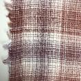Coupon de tissu en voile de coton seersucker à carreaux bordeaux, blancs et oranges 1,50m ou 3m x 1,40m
