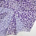 Coupon de tissu seersucker en coton mélangé blanc motif fleuri violets 3m ou 1m50 x 1m50