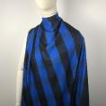 Coupon de tissu sergé de coton gratté à carreaux bleu vif et noir 1,50m ou 3m x 1,50m