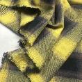 Coupon de tissu en sergé de coton gratté à carreaux de couleur noir sur fond jaune 3m ou 1m50 x 1m50