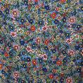 Coupon de tissu en piqué de viscose à imprimé fleuri multicolore sur fond bleu clair 1,50m ou 3m x 1,40m