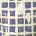 Coupon de tissu voile de coton satiné à motif abstrait bleu sur fond blanc cassé 1,50m ou 3m x 1,50m