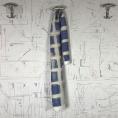 Coupon de tissu voile de coton satiné à motif abstrait bleu sur fond blanc cassé 1,50m ou 3m x 1,50m
