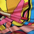 Coupon de tissu voile de soie imprimé psychédélique multicolor 1,50m ou 3m x 1,40m