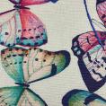 Coupon de toile à transat aux motifs papillons fond blanc cassé 3,20m x 0,43m