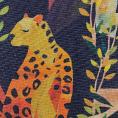Coupon de toile à transat aux motifs léopard et palmier sur fond marine 3,20m x 0,43m