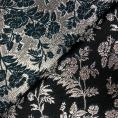Coupon de tissu en jacquard de polyester reversible bleu canard foncé/argent à motif floral 1,50m ou 3m x 1,40m