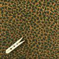 Coupon de tissu en toile de viscose à imprimé léopard noir et vert sur fond orange 1,50m ou 3m x 1,40m