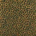 Coupon de tissu en toile de viscose à imprimé léopard noir et vert sur fond orange 1,50m ou 3m x 1,40m