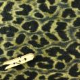 Coupon de tissu en toile de lin et viscose motifs léopard dans les tons de kaki et noir 1,50m ou 3m x 1,40m