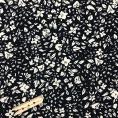 Coupon de tissu en sergé de polyester et élasthanne à motifs fleuris sur fond noir 1,50m ou 3m x 1,40m
