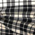 Coupon de tissu en laine nattée  à carreaux noir et blanc 1,50m ou 3m x 1,40m