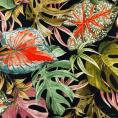 Coupon de tissu en toile de coton mélangé à motifs feuilles multicolors 1m50 ou 3m x 1,40m