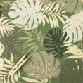 Coupon de tissu en toile de lin et viscose à imprimés tropicaux sur fond vert olive 1,50m ou 3m x 1,40m