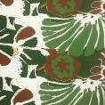 Coupon de tissu de viscose à motifs peinture dans les tons de verts, ecru et marron 1,50m ou 3m x 1,40m