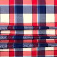 Coupon de tissu en popeline de coton carreaux rouge bleu et blanc 2m x 1,40m
