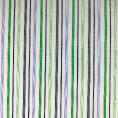 Coupon de tissu en popeline de coton rayures vertes, bleues et grises sur fond blanc 2m x 1,40m