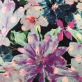 Coupon de tissu sergé de polyester à fleurs dans les tons de violet et bleu 1,50 ou 3m x 1,40m
