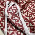 Coupon de tissu twill de soie et viscose fond blanc motif rouge 1,50m ou 3m x 1,40m
