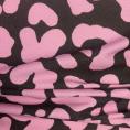 Coupon de tissu en toile de coton mélangé style léopard rose et marron 1m50 ou 3m x 1,40m