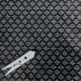 Coupon de tissu en velours de coton 500 raies à imprimé ornemental sur fond noir 1,50m x 1,30m