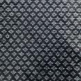 Coupon de tissu en velours de coton 500 raies à imprimé ornemental sur fond noir 1,50m x 1,30m