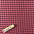 Coupon de tissu en coton floqué vichy noir et rouge 1,50m ou 3m x 1,20m