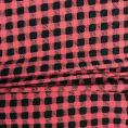 Coupon de tissu en coton floqué vichy noir et rouge 1,50m ou 3m x 1,20m
