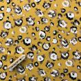 Coupon de tissu en voile de viscose à motifs abstraits sur fond jaune moutarde 1,50m ou 3m x 1,40m