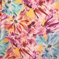 Coupon de tissu en voile de viscose à motifs floraux multicolores façon aquarelle 1,50m ou 3m x 1,40m