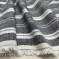 Coupon de tissu en toile de lin rayée grise et blanche 1,50m ou 3m x 1,40m