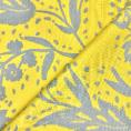 Coupon de tissu en viscose et élasthanne jaune a motif gris 1,50m ou 3m x 1,40m