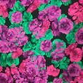 Coupon de tissu en viscose à motifs fleurs dans les tons de violets 1,50m ou 3m x 1,40m