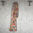 Coupon de tissu en crêpe polyester avec imprimé marguerite multicolore années 70 1,50 ou 3m x 1,40m