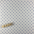 Coupon de tissu en polyester léger à motifs pois bleus sur fond blanc 1,50m ou 3m x 1,40m