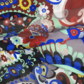 Coupon de tissu jawhara de soie à motifs cachemire multicolors 1,50m ou 3m x 1,40m