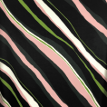 Coupon de tissu polyester rayures roses et vertes sur fond noir 1,50m ou 3m x 1,40m
