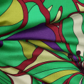 Coupon de tissu voile de soie imprimé fleuri multicolore années 70 1,50m ou 3m x 1,40m