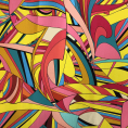 Coupon de tissu voile de soie imprimé psychédélique multicolor 1,50m ou 3m x 1,40m