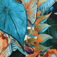 Coupon de toile à transat aux motifs plantes a feuillage exotiques multicolore sur fond beige 3.20 x 0.43m
