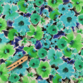 Coupon de tissu en toile de viscose à fleurs fond bleu 1,50m ou 3m x 1,40m